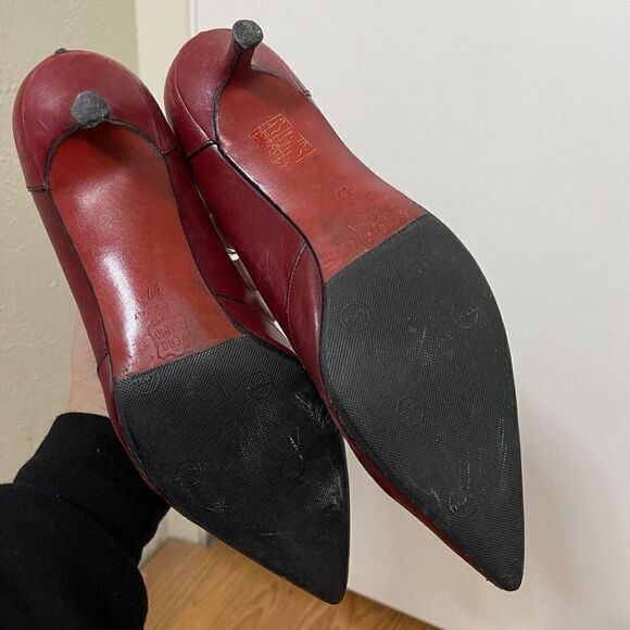Vintage Christian Louboutin Red leather pointed kitten heels size EU 37 - Picture 5 of 12